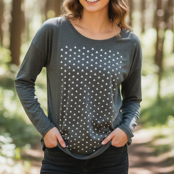The North Face Tops - The North Face Dark Gray Long Sleeve with White Triangle Design